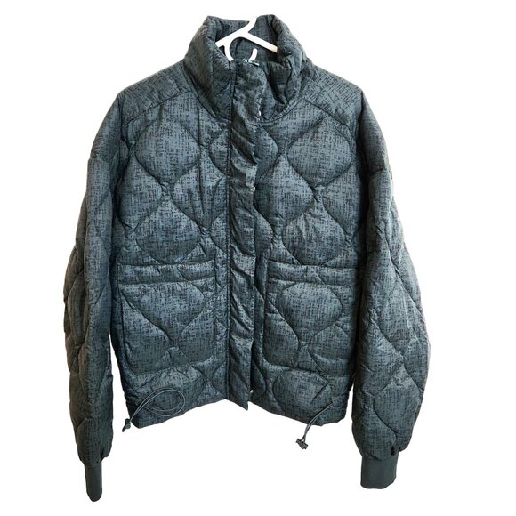 FLX Dark Green Puffer Jacket Cinchable Waist High Neck Zip and Snap Size… - Picture 1 of 16